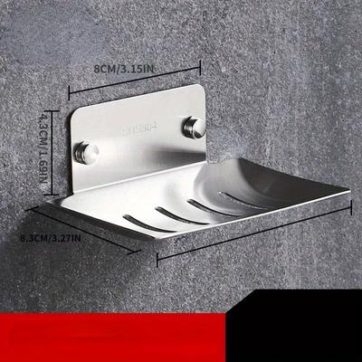 2PCS 304 Soap Box Soap Dish Stainless Steel Non Perforated Black Bathroom Drain Room Soap Dish Wall Mounted Shelf