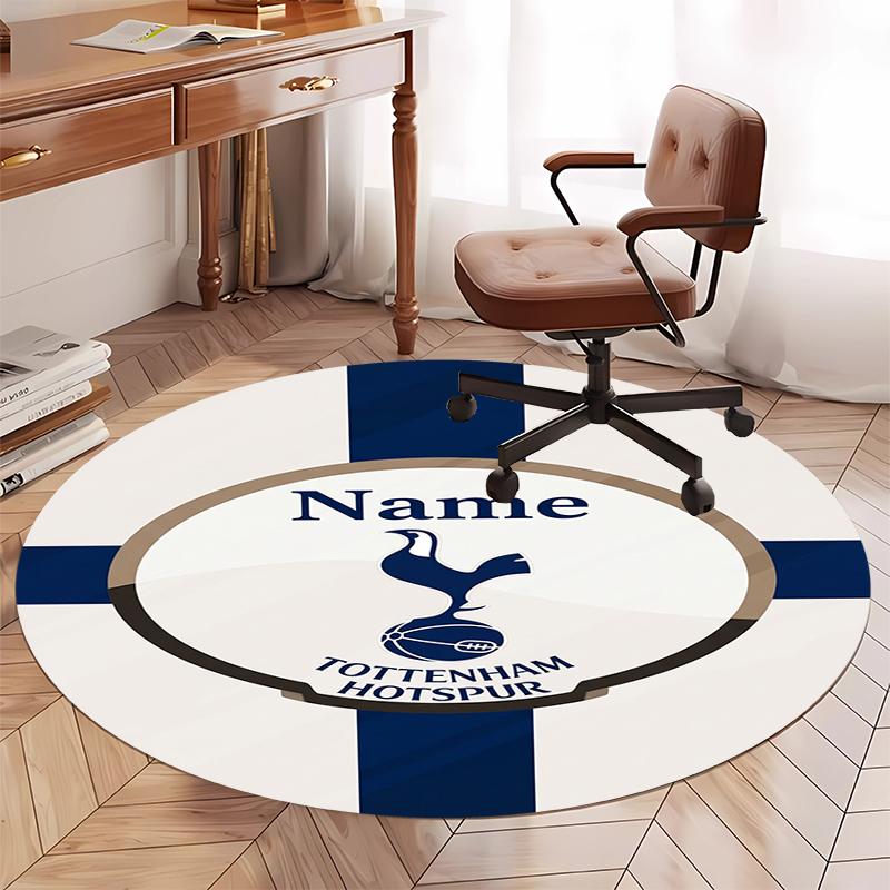 Custom Name Tottenham Hotspur Printed Round Rug Carpet Chair Rug Area Rug Entryway Doormats,for Office Chair Living Room Bedroom Kitchen Room.