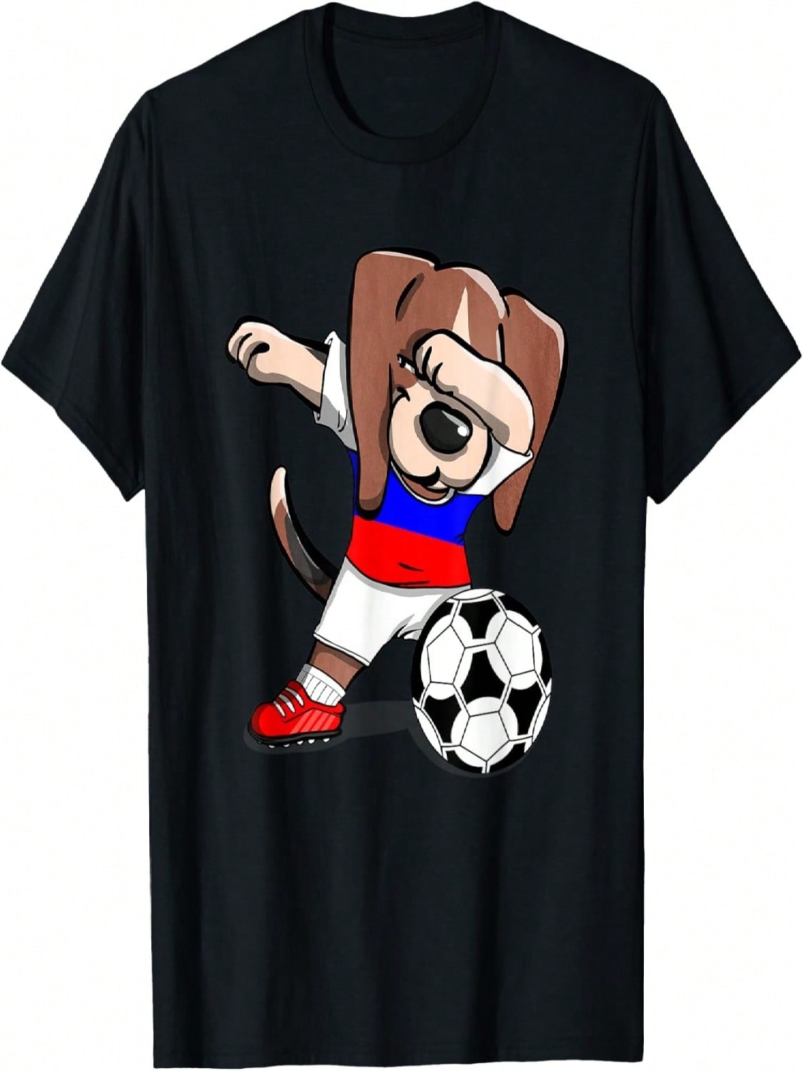 Funny Dabbing Beagle Dog Russia Football Russian Flag Soccer unisex Wounisex Kids T-Shirt S