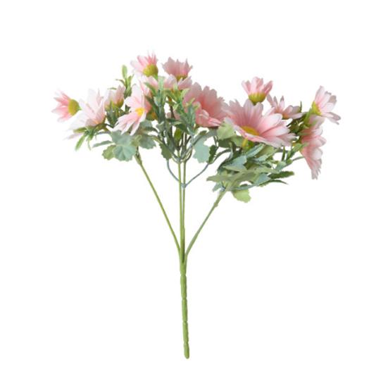 Artificial Flowers 27CM Height Small Bouquet Multiple Sun Chrysanthemum Heads Green Leaves