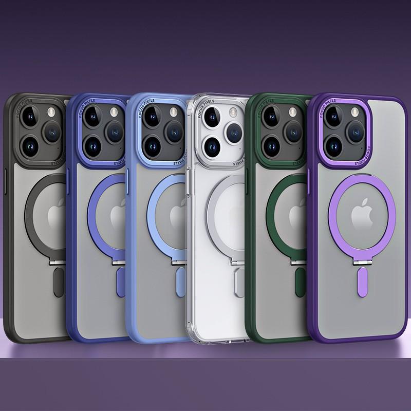Magnetic Phone Case With Hidden Kickstand IPhone 17 Pro Max 16 15 14 13 12 11 TPU Shockproof Transparent Support Stand Cover