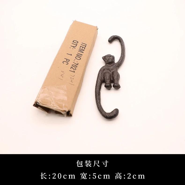 Hak na ubrania z żeliwa Proces Małpa Zwierzę Retro Hak S Twórz spersonalizowane dekoracje do starych ogrodów Para Kluczy