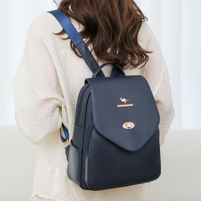 Vintage Flip Women's Backpack PU Travel Bag Large Capacity Student Schoolbag