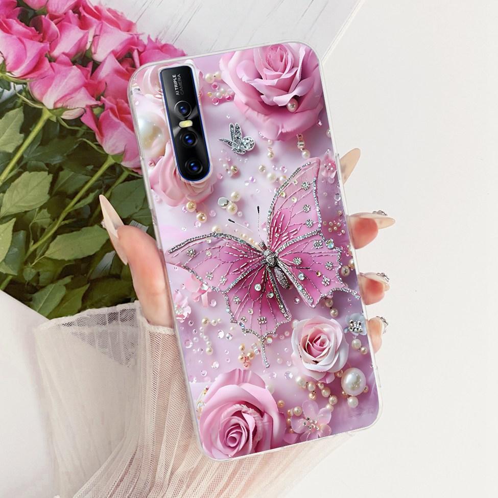Casing For Vivo V15 Pro Cover Transparent Cute Cat Fashion Butterfly Funny Painted Phone Case For Vivo 1818