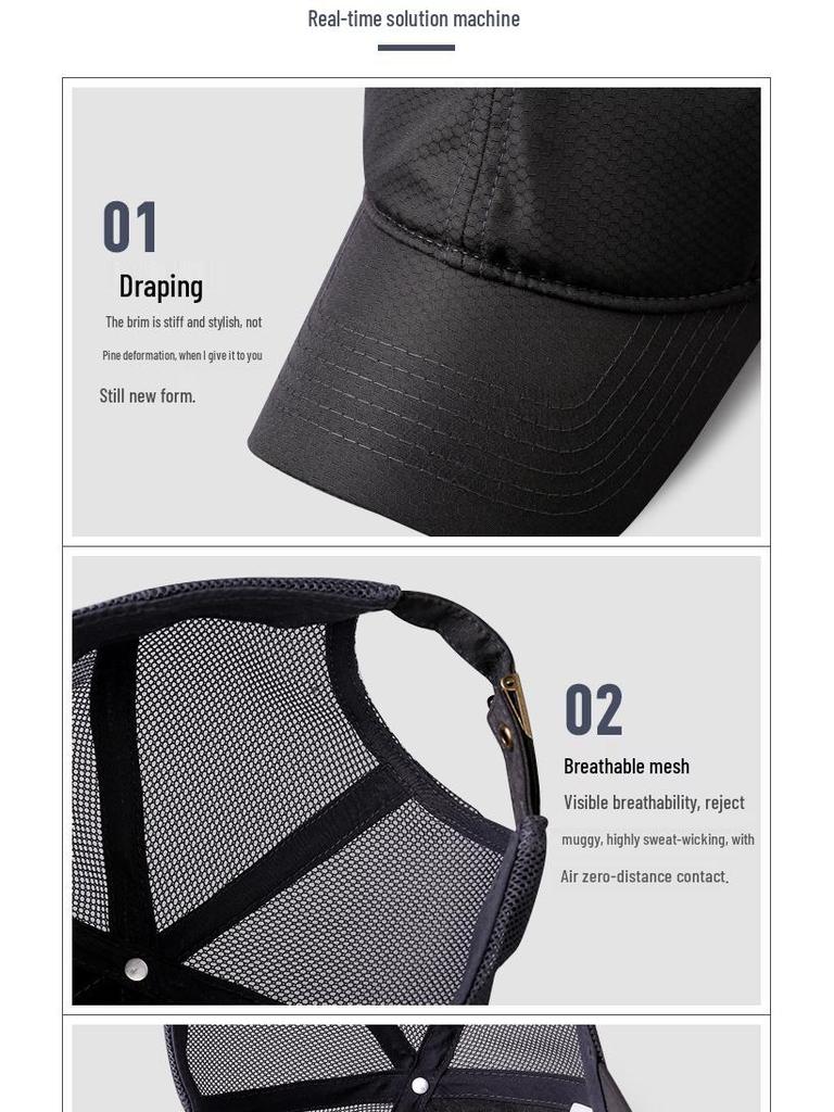 Plus Size Breathable Quick-Dry Sun Hat for Men and Women - Large Head Baseball Cap