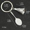 Sports Fan Keychain Tennis and Racket Charm Tennis Accessory Tennis Keyring Alloy Texture Suitable for Everyday Use