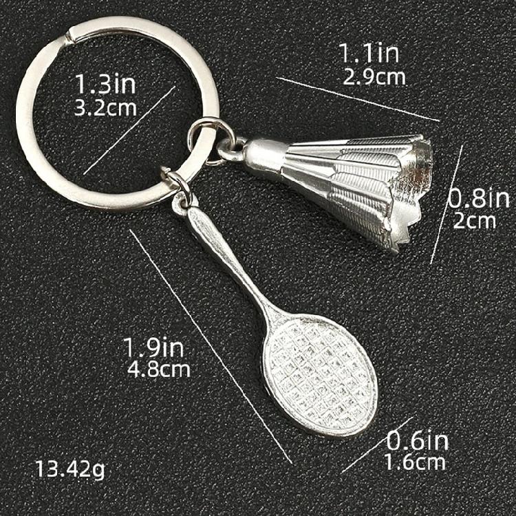 Sports Fan Keychain Tennis and Racket Charm Tennis Accessory Tennis Keyring Alloy Texture Suitable for Everyday Use