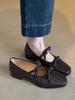 Sheepskin~ Leather French Ballet Shoes Women's Soft Sole with Skirt Retro Mary Jane Shoes Bow Flat Shoes