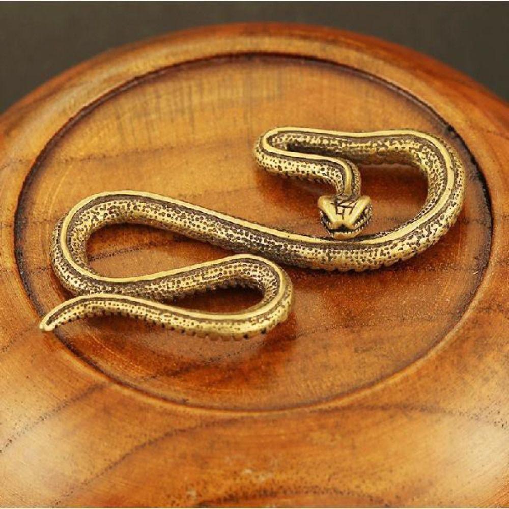 

3pcs Brass Snake Decor Figurines Antique Animal Sculpture Miniatures Statue Cabinet