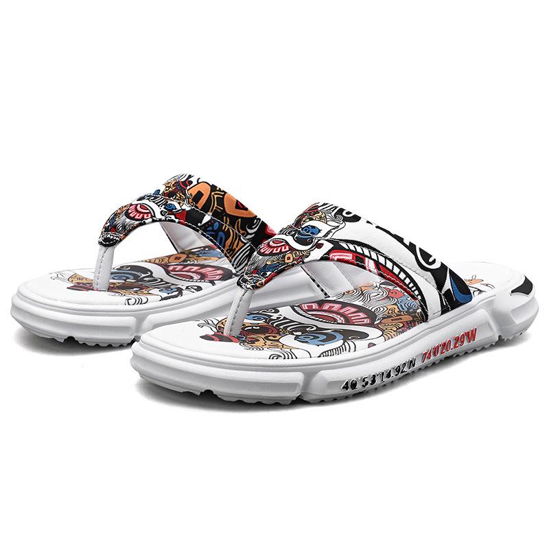 

Модные новые мужские тапочки, нескользящие, износостойкие, пляжная обувь, персонализированная вышивка, модные мужские тапочки, сандалии для отдыха на открытом воздухе 38 белый
