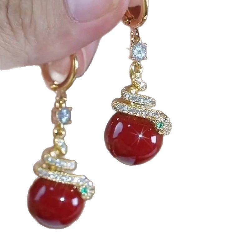 New Red Snake Ear Buckle Atmospheric Design Earrings Women's Niche Unique Trendy Earrings Wholesale