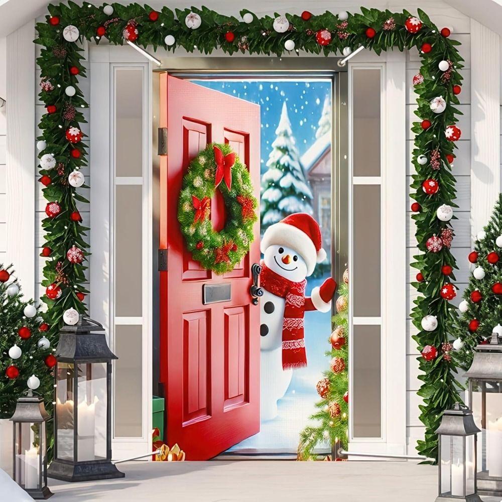 Background Santa Claus Banner Atmosphere Arrangement Door Banner Fabric Flag Home Decoration