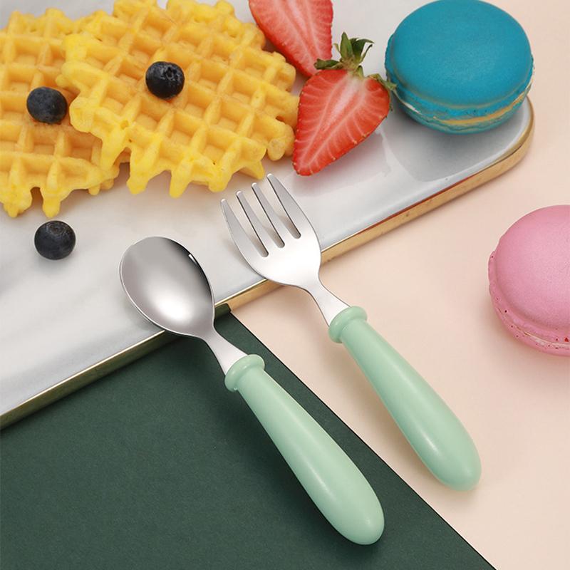 Baby Gadgets Tableware Set Children Cutlery Cartoon Food Feeding Spoon Fork