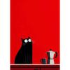 Cute Japanese Black Cat Wall Art,Vintage Ukiyoe Food Noodle Sushi Kitty Canvas Prints,Kitchen Bedroom Home Decor Cat Lover Gifts