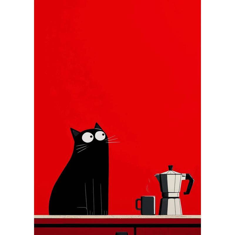 Cute Japanese Black Cat Wall Art,Vintage Ukiyoe Food Noodle Sushi Kitty Canvas Prints,Kitchen Bedroom Home Decor Cat Lover Gifts