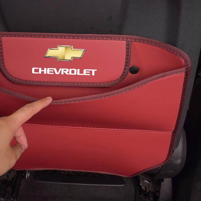 Car Seat Anti-Kick Pad Leather Cover Interior Storage Bag For Chevrolet Corvette Montana TrailBlazer Silverado Traverse Camaro