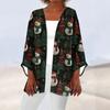 Women's Casual And Fashionable Christmas Printed Lightweight Mid Length Jacket Cardigan