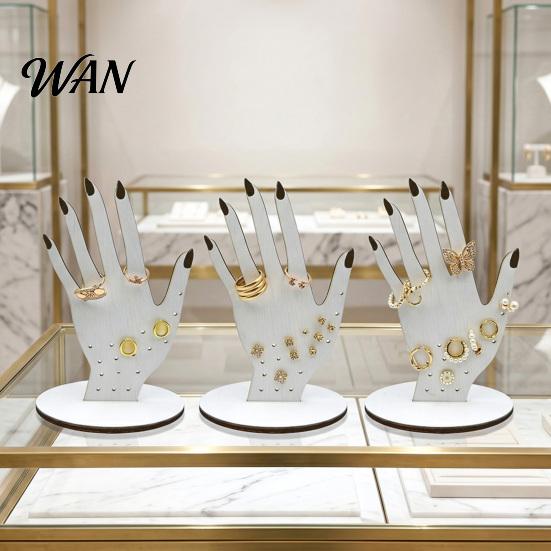 Hand-shaped Ring Stand Hand Shape Holder, 2D Wooden Jewelry Display for 3D Texture Rack Rings Necklace, Minimalist Dresser Decor, Decorative