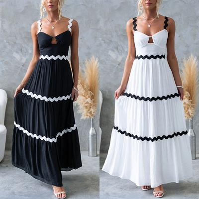 Women's Solid Color Dress with Lace Suspender Straps Oversized Sway