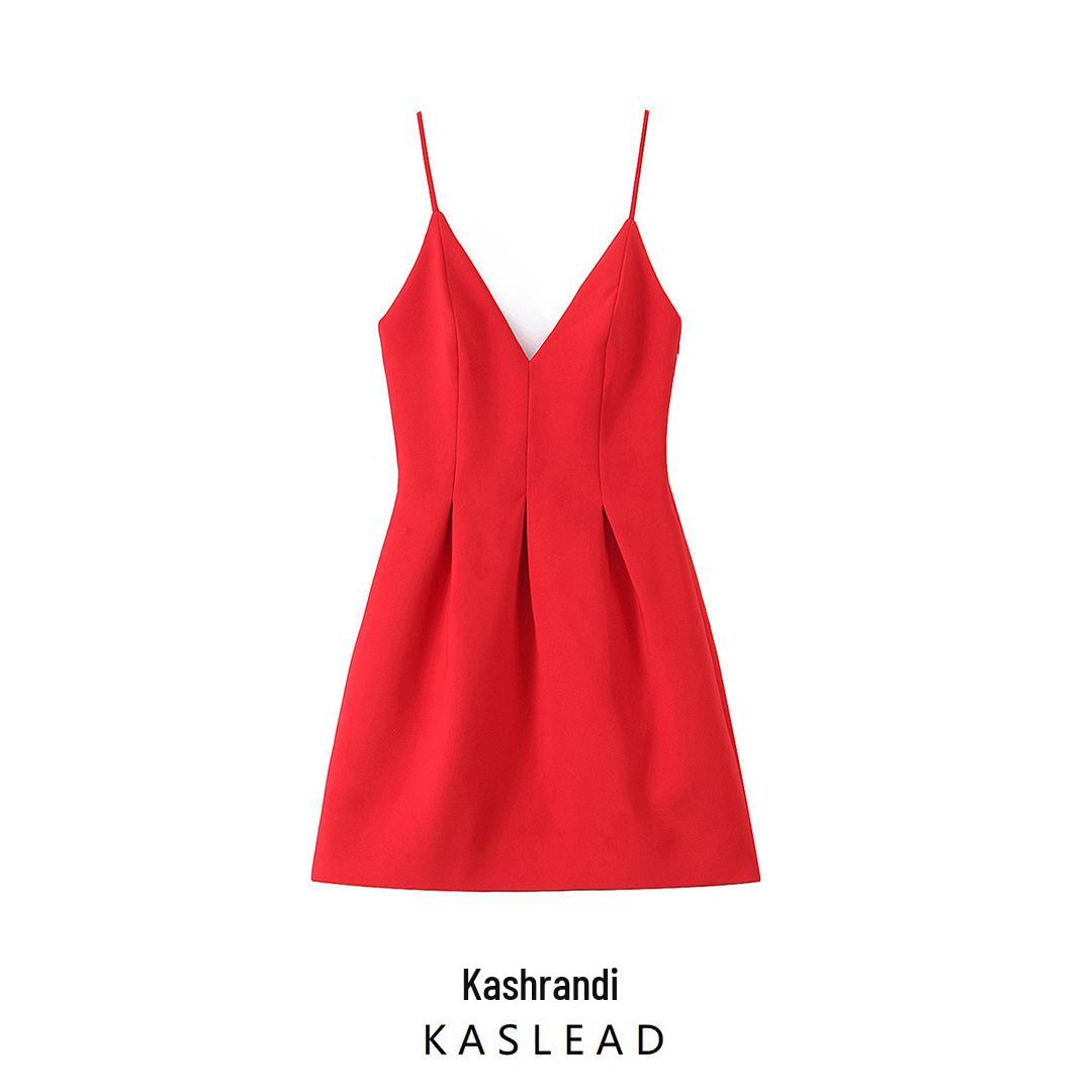 

Spring 2025 Women s European & American Style Wide Hem Short Dress Extra Small красный