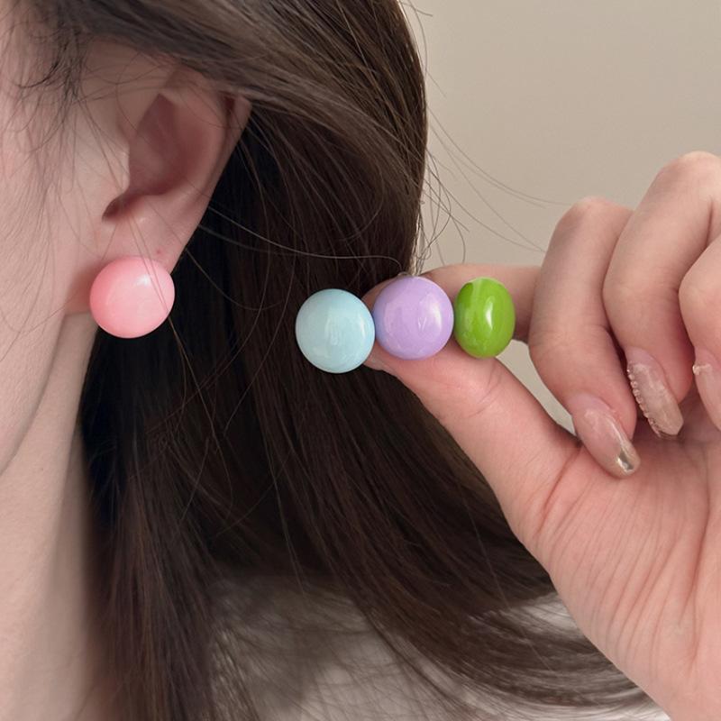 Silver Needle Color Steamed Bread Doudou Stud Earrings Women's 2025 New Unique Beautiful Sweet Earrings Spring Earrings