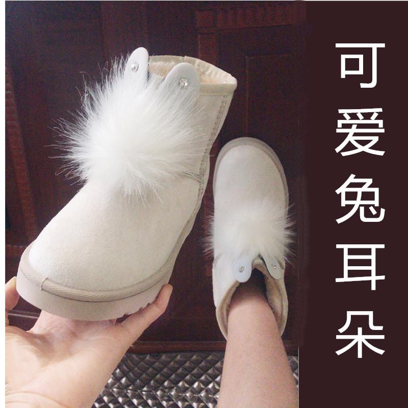 Snow Boots Women's Autumn and Winter New Short Bow Suede Short Boots Student Flat Cotton Shoes