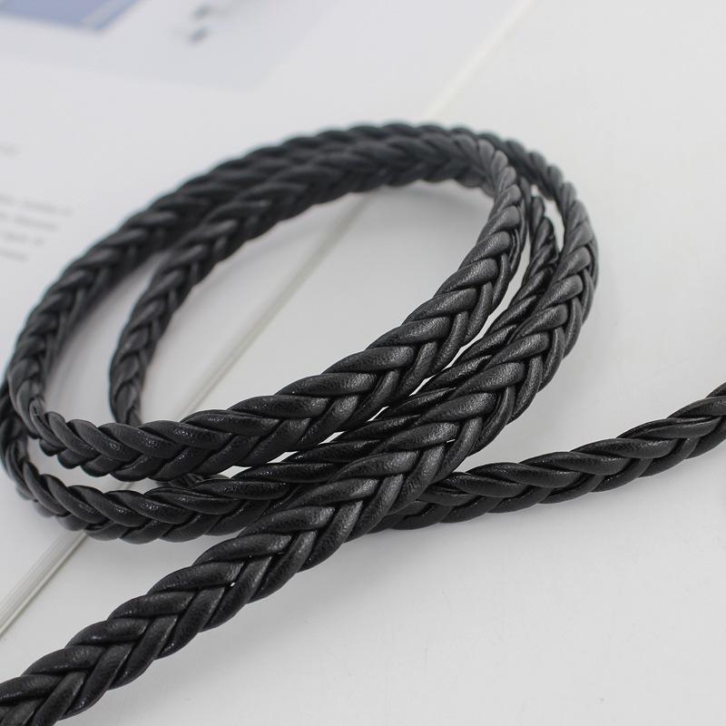 Women'S Woven Thin Belt Dress With Decorative Retro Ring Knotted Waist Chain