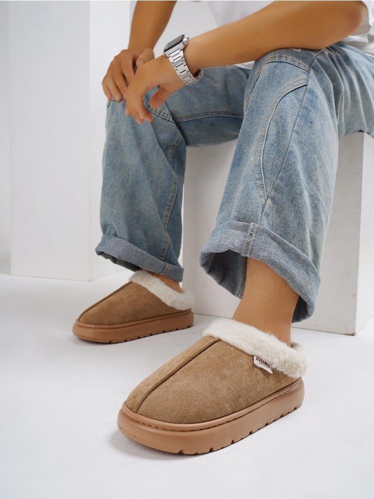 Hairy Slippers for Home Use, Anti Slip and Warm Cotton Slippers, Winter Women's Thick and Plush Cotton Slippers