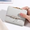 Purse women's summer new Korean PU printed buckle 3 fold bag simple all-in-one short women's money clip multi-card folding flap