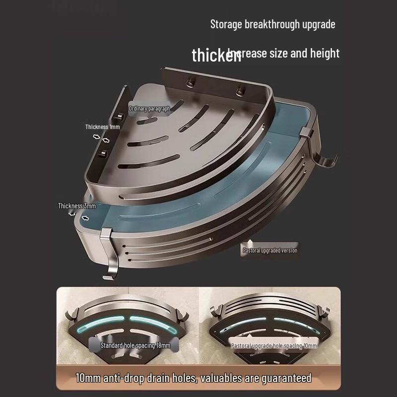 Yilv Punch-Free Aluminum Triangular Bathroom Shelf