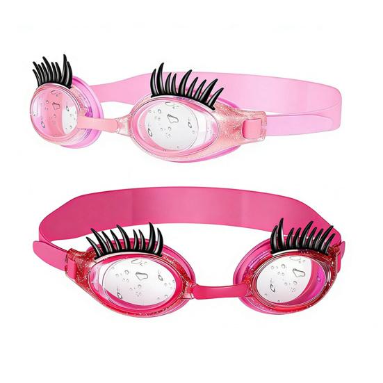 Children Swim Goggles with Eyelashes Waterproof No Leakage Anti-Fog Clear Lens Boys Girls Silicone Swim Goggles Diving Snorkeling Equipment