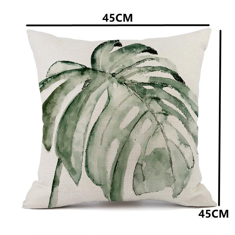 Watercolor Ink Painting Throw Pillow Cover 45X45Cm Minimalist Modern Tropical Plants Cushion Cover For Bed Couch Sofa Jaf094