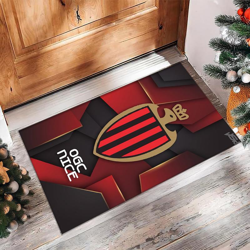 OGC Nice FC Soccer Football Pattern Soft Area Rug Non Slip Indoor Floor Carpet Sports Decor Mat for Bedroom