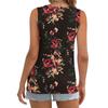 T-shirt estiva con stampa floreale per donna Top casual girocollo senza maniche gilet attorcigliato