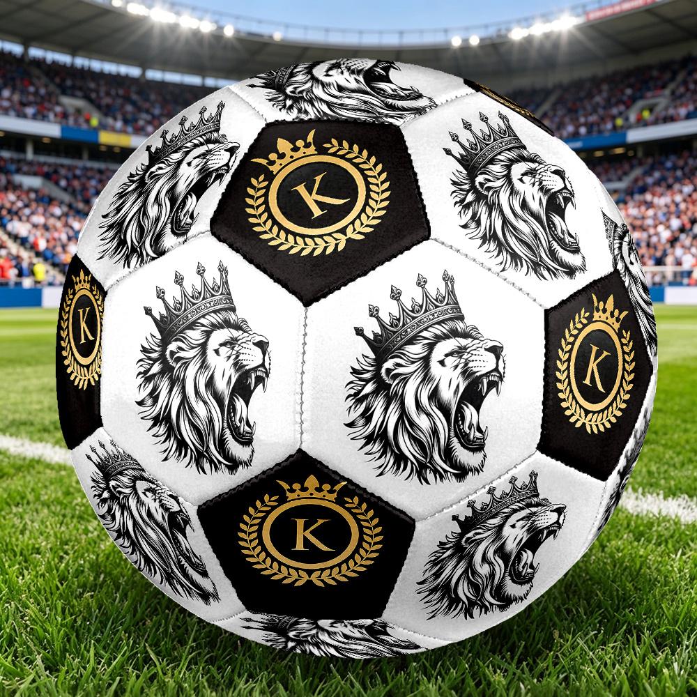 1PC Lion Majesty Royal Crest Soccer Ball Size 5 Football Machine Sewn Indoor/Outdoor Universal Football S96