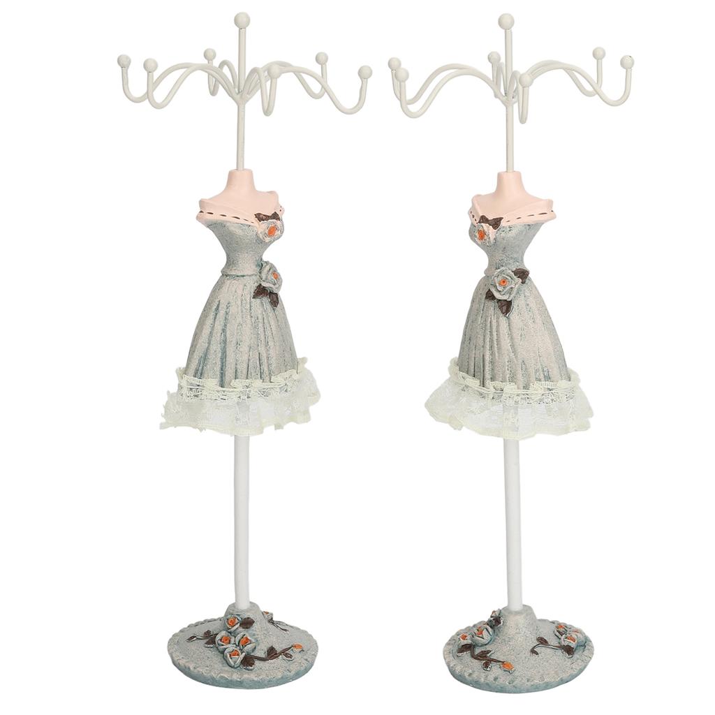 Earrings Necklace Princess Dress Stand Display Iron Mannequin Princess Jewelry Rack Pine Green 1