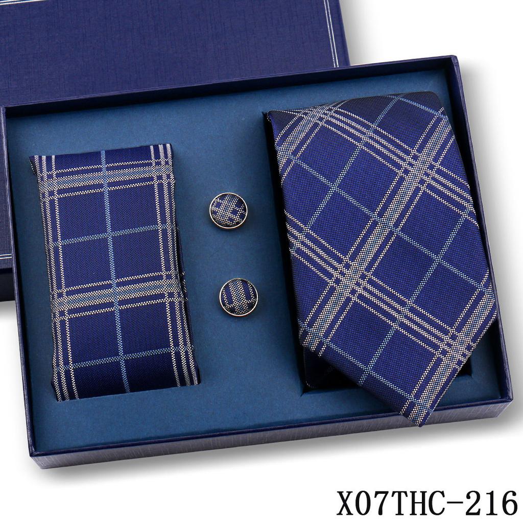 Tie Square Cufflinks 3-Piece Suit Retro Striped Hand Tie High-End Gift Box Set