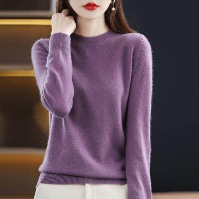 Sweaters Round Neck Pullover Women Keep Warm Long Sleeves Solid Color Bottoming Shirt Autumn Winter Cashmere Commuting
