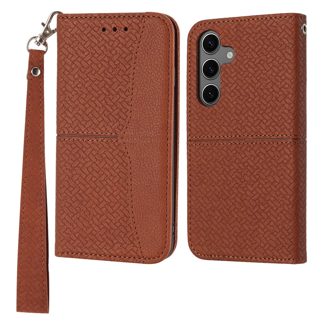 For Samsung Galaxy S25+ Case Woven Texture PU Leather Wallet Phone Cover