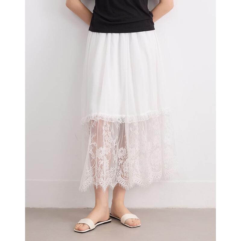 Women's Lace-Trim Elastic Waist Midi Skirt
