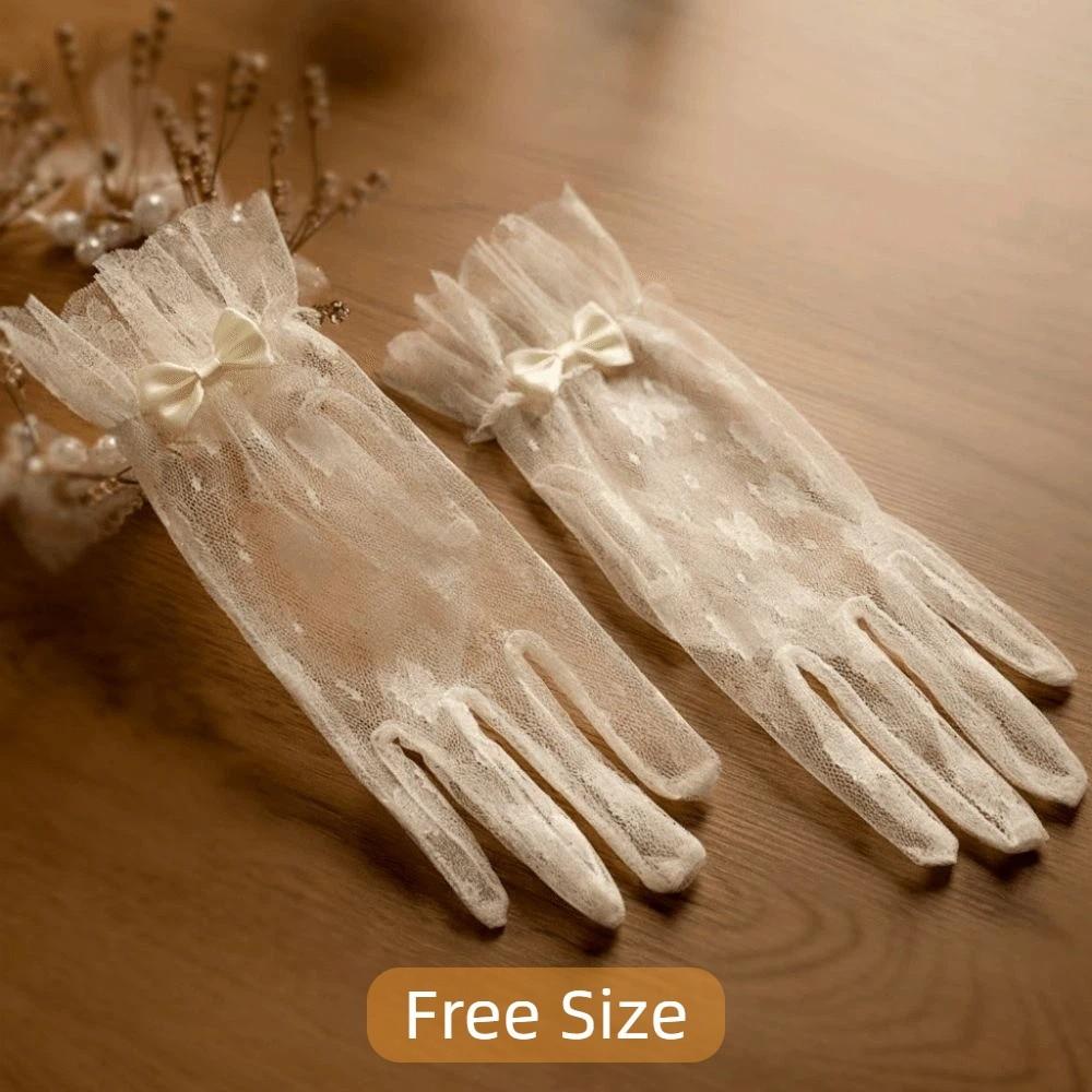 Soft Bridal Gloves Thin Mesh Short Lace Gloves Elegant Wedding Gloves  Bridesmaids