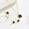 Earrings European and American Style Jewelry Set for Women Geometric Cube Design Acrylic Inlaid Long Necklace Versatile Earrings