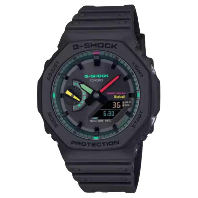 Casio Men's Black 2100 Series 200M Water Resistant Solar Quartz Movet Resin Strap Watch Watches Ga-B2100mf-1A