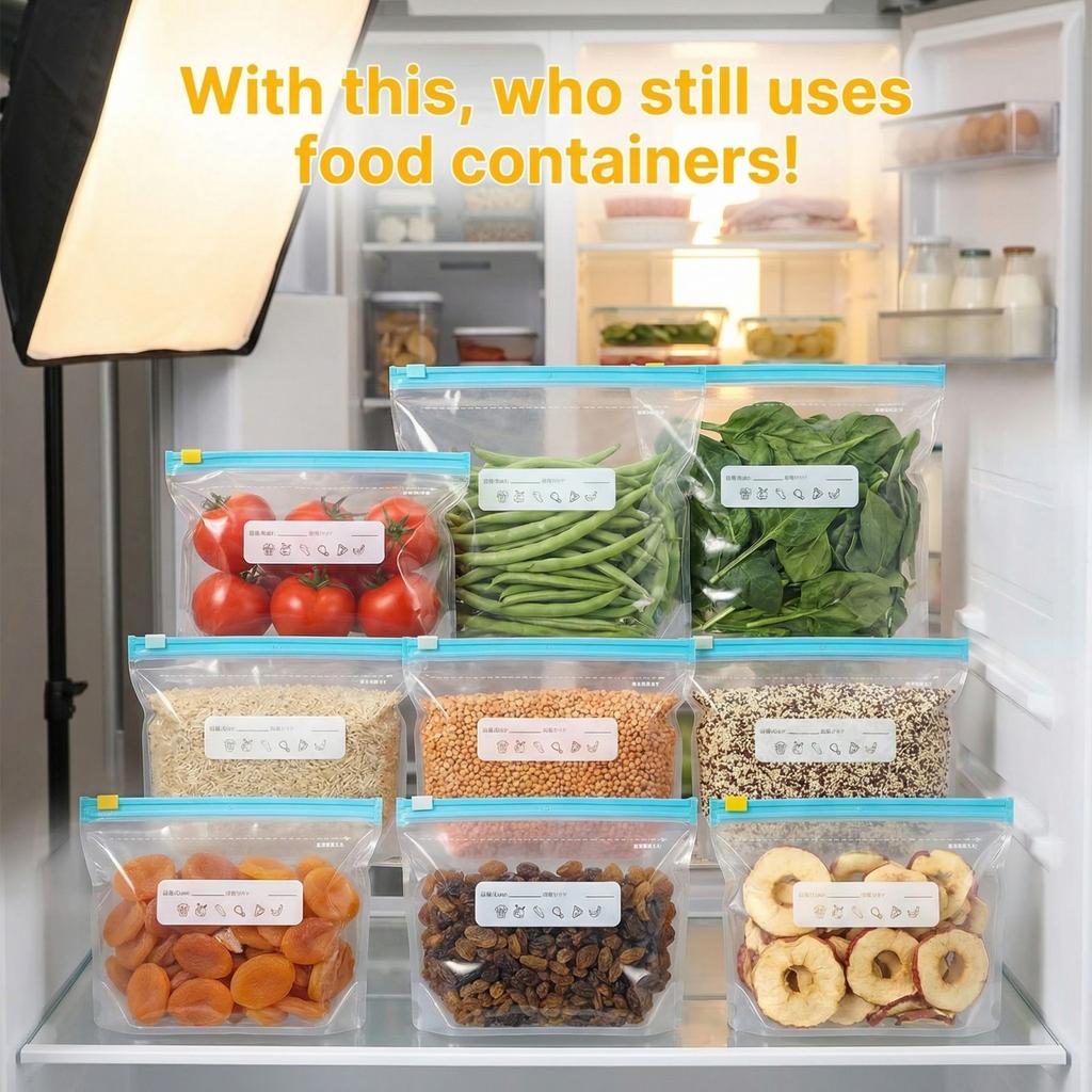 Zip Lock Food Storage Bags Thickened Reusable Sealing Bags for Kitchen Fridge