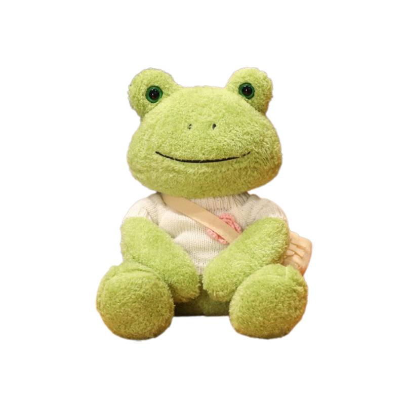 Plush Frog Toy Kids Cartoon Accompany Stuffed Green Backpack Animal Pillow Doll