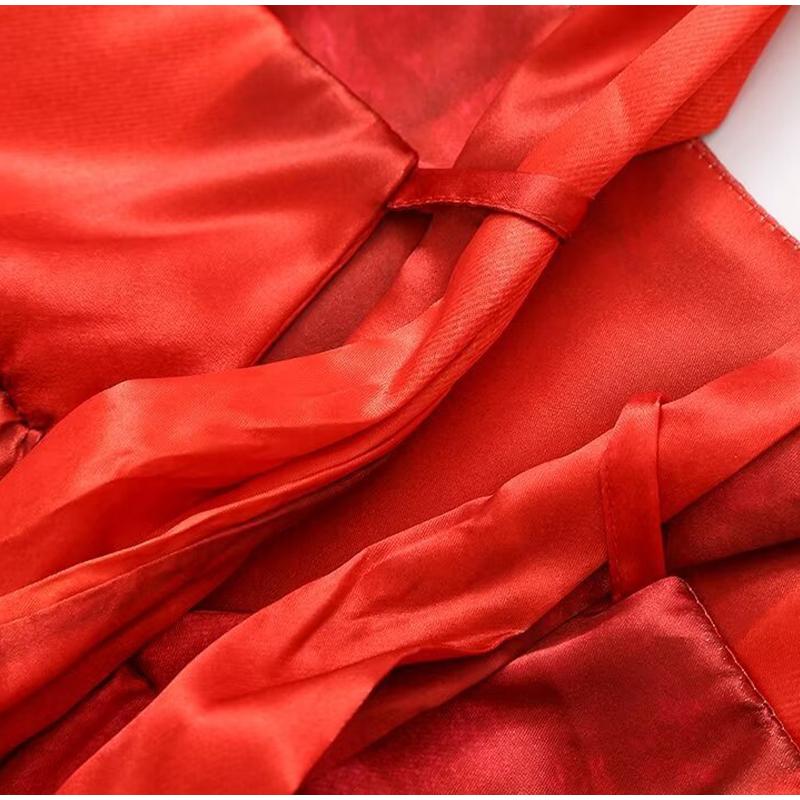 Женское платье-слинг с принтом и бантом — фото 14