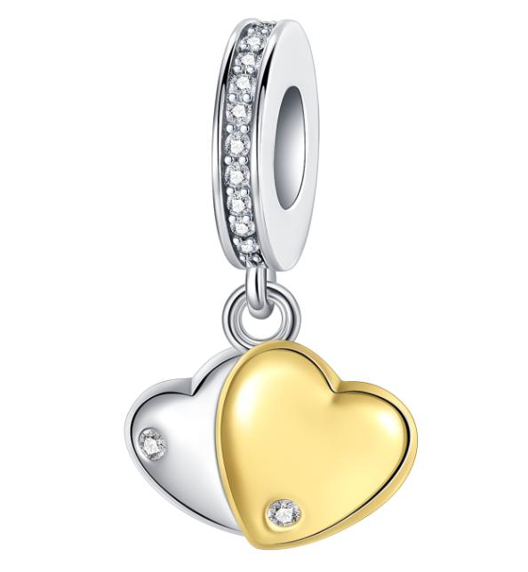 Sparkling Birthstone Charm Bead Charms Copper Heart Key Birthday Pendant Fit Authentic Necklaces Bracelets Women Jewellery Do It Yourself Gift