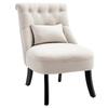 Zachte Gestoffeerde Fauteuil met Rugkussen, om te Lezen en te Ontspannen, Stofbekleding met Linnenlook, 52,5 x 69 x 77 cm, Crème Wit