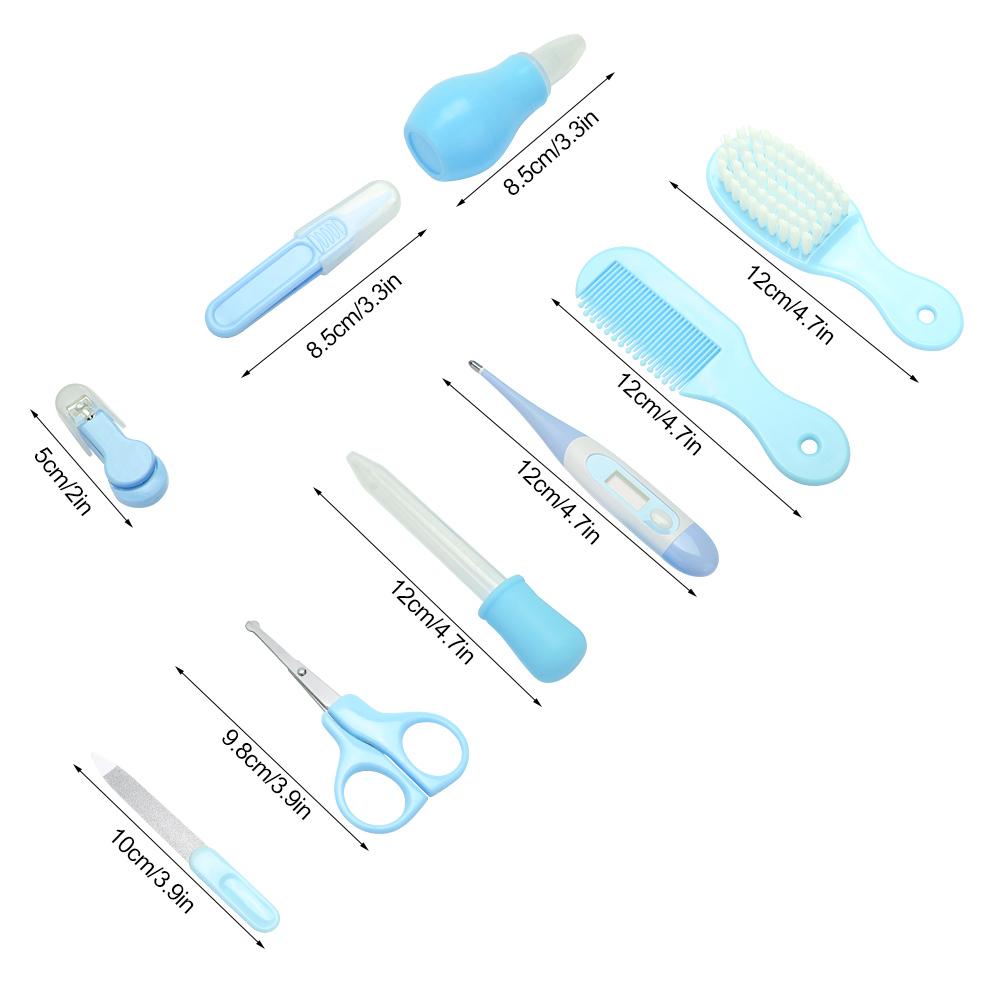 9 Stück Praktisches Tägliches Baby Nagelknipser Schere Haarbürste Kamm Maniküre Pflege Set Rosa
