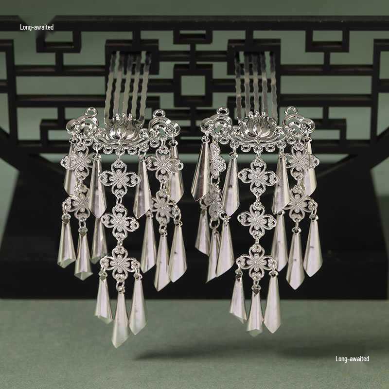 Ancient Style Hanfu Silver Hair Accessories: Warring States Robe Headdress, Qin Han Wei Jin Hair Clip, Pendant, Hairpin